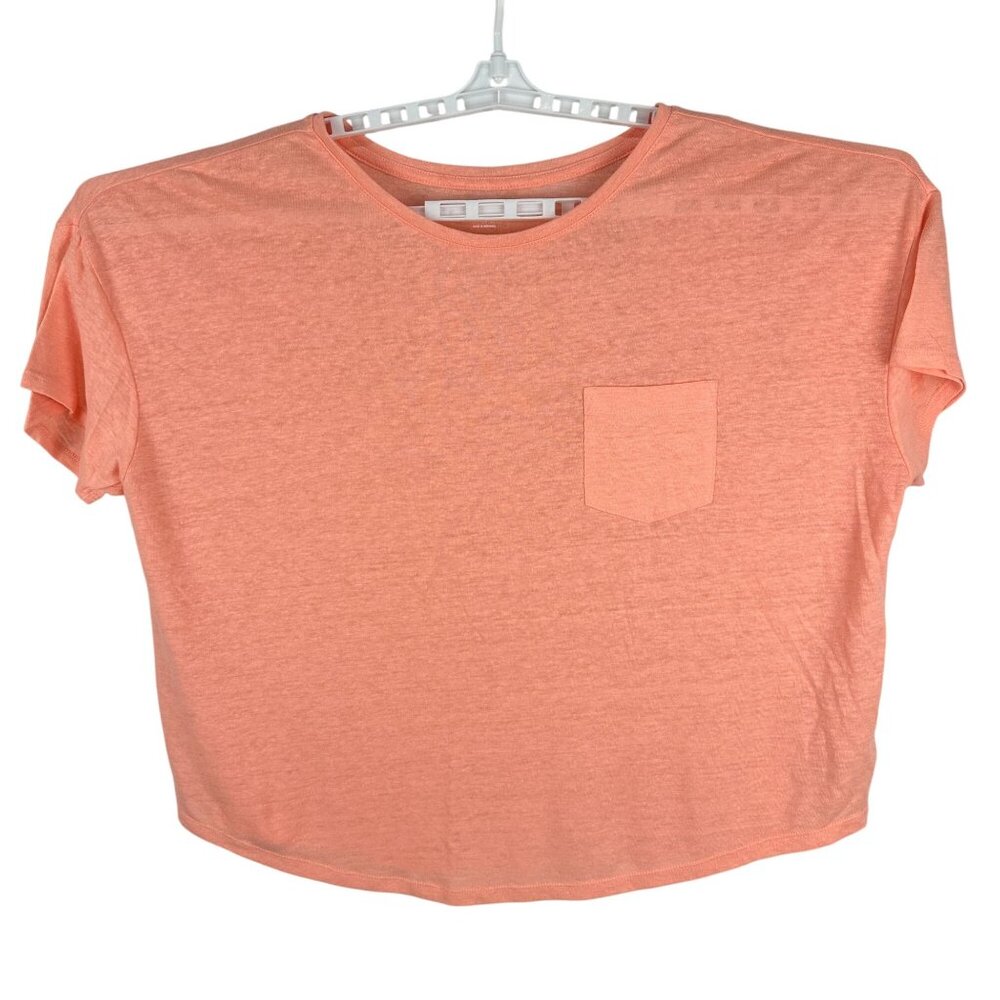 Old Navy Womens Size XXL Peach Short Sleeve Linen-Blend T-Shirt With Pocket